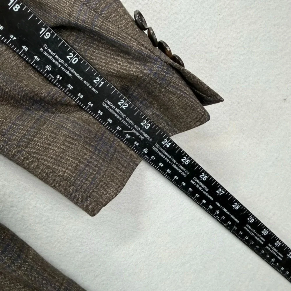 Lauren Ralph Lauren Blazer Jacket Mens 46R Brown Check Formal‎ Black Label Coat
